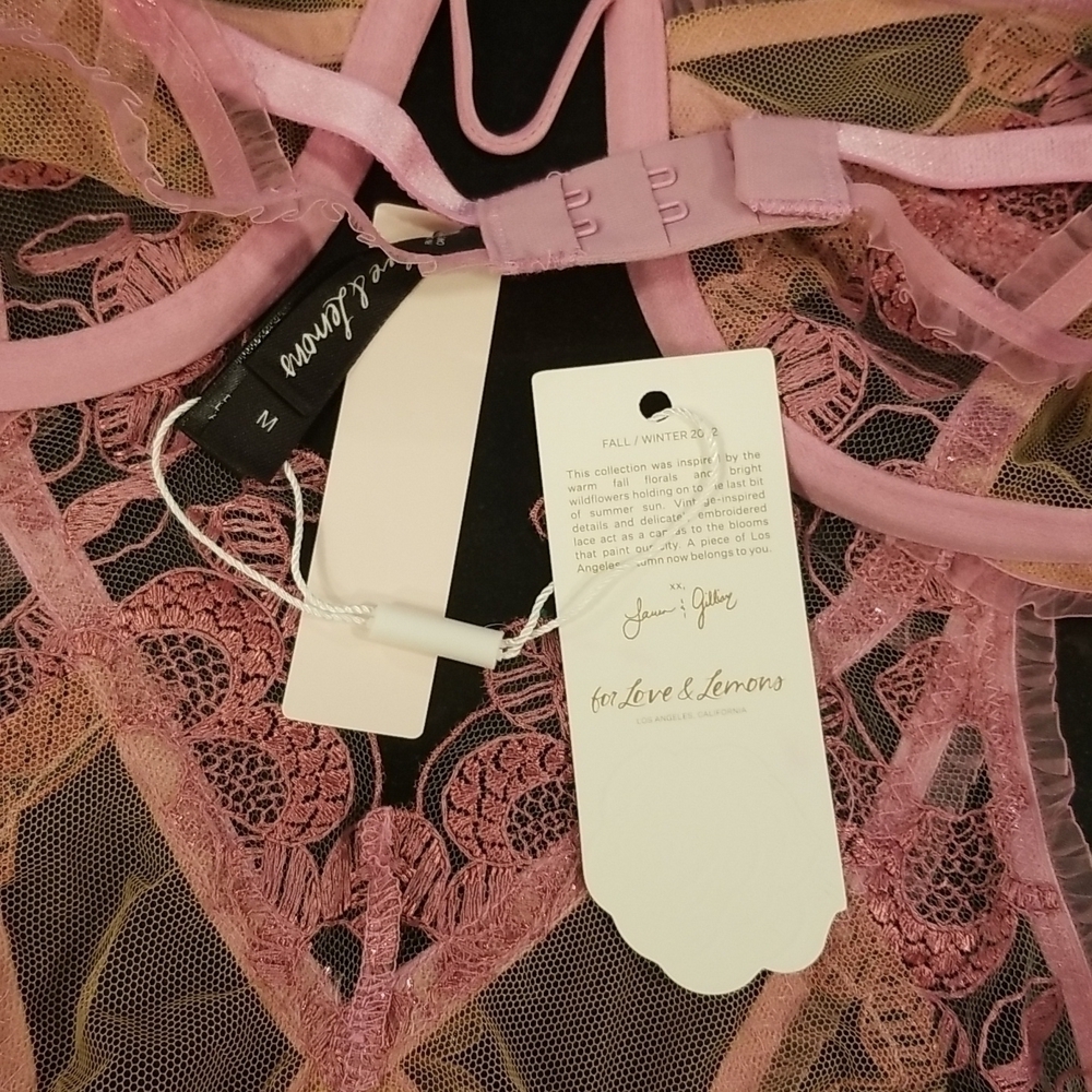 💕FOR LOVE AND LEMONS💕 Grace Bodysuit ~ Mauve Lace Medium M NWT - Picture 11 of 13